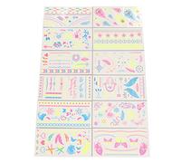 TOPINCN 12 Sheets Glow in the Dark Tattoos, Fluorescent Temporary Tattoos Fake Tattoo Stickers Glitter Tattoo Kit for Party Festival Makeup with Easy Removal