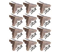 TOPINCN 12pcs Vintage Corner Protectors, Iron Edges Covers, Brim Guard, Jewelry Case Edge Protector, Antique Box Corner Brackets with Screws for Wooden Case Furniture Box Guard (Bronze Color)