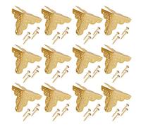 TOPINCN 12pcs Vintage Corner Protectors, Iron Edges Covers, Brim Guard, Jewelry Case Edge Protector, Antique Box Corner Brackets with Screws for Wooden Case Furniture Box Guard (Gold)