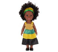 TOPINCN 14 Inch Black Doll, Soft Plastic African Puppet with Changeable Outfits, Soft Body Calming Trinket for Girls, Educational Interactive Diversity Figure for Birthday Decor