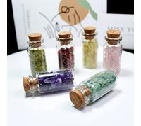 TOPINCN 15Pcs Mini Wishing Bottles Chip Stone Set Crystal Tumbled Stones Gem Collection Spiritual Decor