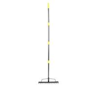TOPINCN 16 Tines Metal Garden Rake Adjustable Stainless Steel Handle YardRake for Lawns Heavy Duty Loosening Soil Farming Land Management