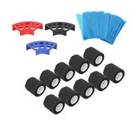 TOPINCN 200pcs Blue Pen Covers with 10pcs Grip Tapes for Enhanced Tattooing Experience Durable Slip Proof Grip Supplies (Black)