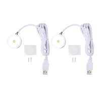 TOPINCN 2PCS 5V Mini LED Spotlight, Jewelry Display Lamp, Small Showcase Lighting, Round LED Puck Light with 4.2ft Cable for Cabinet Cupboard Tables Shelves Entryways (Netural Light)