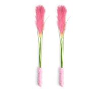 TOPINCN 2PCS Cat Teaser Wand Realistic Plush Grass Toy Interactive Teasing Stick for Cats and Kitten, Indoor Polyester Ribbon Cats Toys for Exerciser and Playing (Pink)