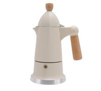 TOPINCN 3 Cups Stovetop Coffee Pot, Mokas Pot with Coffee Percolator Design, Aluminum Alloy Coffee Maker Pot Stove Top Espressos Maker with Wooden Handle for Camping or Home Use (White)
