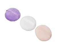 TOPINCN 3 PCS Round Powder Puff Set, Luxuriously Soft Velour Puffs for Effortless Face Powder Makeup, Suitable for All Skin Types, 5.1" Each
