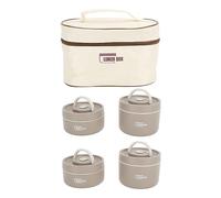 TOPINCN 304 Stainless Steel Insulated Lunch Container with Thermal Bag Sealed Food Lunch Containers Multifunction Portable Round Thermal Bento Box (Deep Coffee Color)