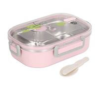 TOPINCN 304 Stainless Steel Lunch Box Compartment Liner Thermal Insulation Lunch Box Illustration Style Proof Container for Student Children Transparent Pink Bird