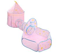 TOPINCN 3PC Baby Zelt Kid Crowling Tunnel Games for Indoor Adventure Game, Suitable for 3 Years and Above, with Ball Pool and Storage Bag (Pink)