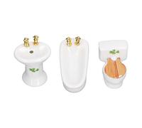 TOPINCN 3Pcs Dollhouse Bathroom Set, 1/24 Scale Miniature Furniture, Doll Home Set with Simulation Bathtub & Toilet & Sink for DIY Projects, Collectors and Adult Enthusiasts (4 Leaf)