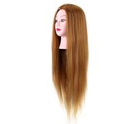 TOPINCN 40% Real Human Hair Mannequin Head for Cosmetology Training, Durable Hairdresser Training Head with Blond Hair, 26" Practice Doll