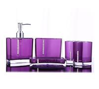 TOPINCN 5 Piece Acrylic Bathroom Organizer Set, Modern Bathroom Accessories Kit with Emulsion Bottle & Soap Dish & Tooth Brush Holder & 2 Gargle Cup for Countertop Home Apartment