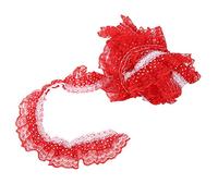 TOPINCN 5 Yards Pleated Lace Edge Gathered Mesh, 45mm DIY Craft Printing Dots Pleated Trim Mesh Lace Ribbon Sewing Sequins Embroidered (Red)