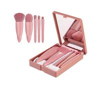 TOPINCN 5pcs Mini Makeup Brush Set Soft Artificial Fiber Portable for Travel with Storage Box Time Saving for Busy Women Cosmetic Brush Set with Mirror
