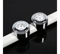 TOPINCN 7/8" Motorcycle Handlebar Mount Clock and Thermometer Durable White Dial for Easy Time Reading