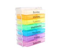 TOPINCN 7 Days Weekly Dispenser Pills Box Storage, Organizer for Daily with 7 Stackable Compartments, Color Coded and Marked for Each Day of The Week