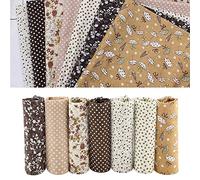 TOPINCN 7Pcs 50 * 50Cm Cotton Fabrics DIY Floral Dots Assorted Squares Pre-Cut Quarters Bundle Cotton Quilt Fabric Sewing Quilting Patchwork(Brown)