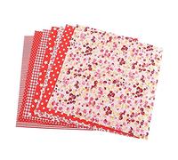 TOPINCN 7Pcs 50 * 50Cm Cotton Fabrics DIY Floral Dots Assorted Squares Pre-Cut Quarters Bundle Cotton Quilt Fabric Sewing Quilting Patchwork(Red)