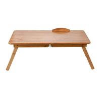 TOPINCN Adjustable Bamboo Laptop Stand Space-saving Lightweight Table for Bed Sofa Office (62 * 34 without drawer)