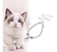 TOPINCN Adjustable Cat Necklace with Bell, Beautiful Fashion Pet Collar, Safe for Small Dogs and Cats, White Nylon, Suitable for