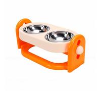 TOPINCN Adjustable Elevated Pet Bowls, Stainless Steel Double Bowls Raised Feeder Anti Spill Anti Vomit Height Adjustable Food Water Bowl for Cats and Small Dogs (Orange)