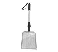 TOPINCN Adjustable Metal Chicken Poop Scooper for Efficient Cleaning of Coops Long Handle Litter Sifter for Homeowners and Poultry Farmers Stainless Steel (1.2cm Dia; Store 120 Pens)