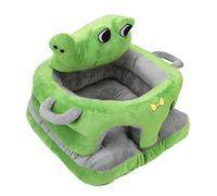TOPINCN Baby Anti Fall Learning Sit Sofa, Cartoon Animal Infant Learning Seat with Raised Backrest and Non Slip Bottom, Soft Plush Cushion for Baby Sitting Posture Practice (Green)
