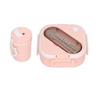 TOPINCN Bento Box, Portable Lunch Box Minimalist Cute Lunch Container Leakproof Food Storage Container Soup Cup Chopsticks Spoon Office Outdoor Picnic, Microwave Safe (Pink)