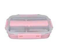 TOPINCN Bento Boxes for Student, Thermal Insulation Bento Lunch Box for Adults Kids 3 Grids Stainless Steel Lunch Box Containers Leakproof Food Containers(pink)