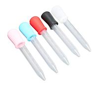 TOPINCN Calibrated Dropper 5ml Washable Transparent Easy Clean Dropper Silicone 5pcs Blue, Pink, Red, White, Black for Eyedroppers, Crafts Projects