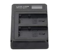 TOPINCN Camera Battery Charger for NP-FV100, Portable Double Charging Device with LCD Display for Outdoor Photography, Black Plastic Material
