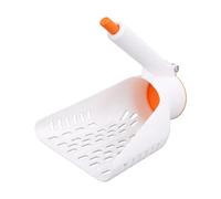 TOPINCN Cat Litter Scoop with 6mm Hole, Kitty Metal Scooper with Large Ergonomic Handle Fast Sifting Press to Cleans Temporary Storage for Tofu Bentonite Mixed Litter Home Use (White)