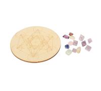 TOPINCN Chakra Stone, Crystal Grid Board Set, Energy Grids Board, Composite Wood,Practical and Lightweight for Sleep, Energy Amplifier, Space Protection Tool (A05)