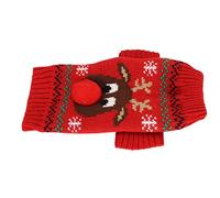 TOPINCN Christmas Dog Snow Sweater, Warm Acrylic Fiber Christmas Elk Pattern Dog Sweaters for Small Medium, for Travel or Everyday Use (Red)