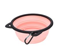 TOPINCN Collapsible Dog Bowls for Travel, 750ml Silicone Pet Feeding Dish with Portable Folding Design for Travel Outdoor Adventures (Pink)