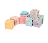 TOPINCN Colorful 9pcs Squeezable Baby Block Toy for Stacking and Teething Fun for Infants Over 6 Months
