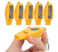 TOPINCN Compact Light 5pcs Whistle Compass Thermometer Magnifying Glass for Travel Camping Hiking Climbing Yellow