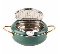TOPINCN Cooking Fryer Pan with Detachable Rack | Food grade stainless steel, accurate thermometer, prevent scalding, oil level reminder, suitable for induction