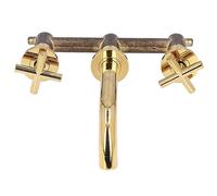 TOPINCN Copper Water Faucet Double Cross Handle 360 Degree Rotation G1/2 Thread Concealed Installation for Bathroom and Garden (Gold)