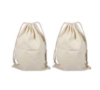 TOPINCN Cotton Storage Bag, 2PCS Unbleached Cotton Laundry Sack with Drawstring Closure, for Travel Home Use Camping Moving House