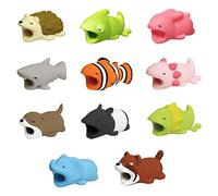 TOPINCN Cute Animals Bite USB Charger Protector PVC Animal Shaped Data Cable Protector Silicone Anti Break Bite Wire Charging Protector and Cord Holder (#13)