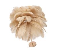 TOPINCN Decoration Lamp, Ostrich Feather Table Lamp Rechargeable Brushed Electroplating Process Touch Switch Base Simple Installation for Bedroom Cafe (Light Tan)