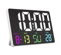 TOPINCN Digital Wall Clock Large Display, Remote Control RGB Colorful Adjustable Five Speed Brightness LED Calendar Temperature Alarm Clock for Bedroom (White)