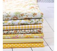 TOPINCN DIY Assorted 7pcs 25 * 25cm Comfortable Cotton Fabric Bundle for Crafting, Quilting, Sewing - Yellow Pre Cut Bedding Suite Quarters for Home Decoration (25 * 25)