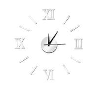 TOPINCN DIY Wall Clock Frameless 3D Mirror Wall Clock Modern Art Wall Clock Parts Kit Home Decorations for Living Room Bedroom Home(Silver)