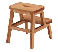 TOPINCN Doll House Miniature Stool Exquisite Living 2 Steps Slightly Light for DIY Enthusiasts Birch 1:12 Doll House Kitchen/living Room Decoration (Wood Color)