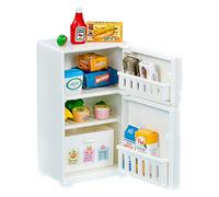 TOPINCN Dollhouse Decoration Accessories Mini Dollhouse Freezer Model Plastic Refrigerator Toy Ornaments with 17 Food Accessories for Kids Pretend Play