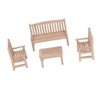 TOPINCN Dollhouse Miniatur -Wood Garden Furniture, Unsumed Birkenbankstuhlstuhl for 1:12 Dollhouse, Complete Accessory for the Cognitive Development of Children