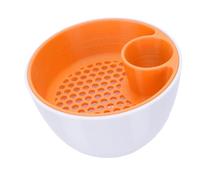 TOPINCN Dual Chamber Pistachio Bowl with Shell Container 2 in 1 Snack Organizer Serving Storage Large Dish Snack Bowl for Fruit Nuts Candy Snacks (White Orange)